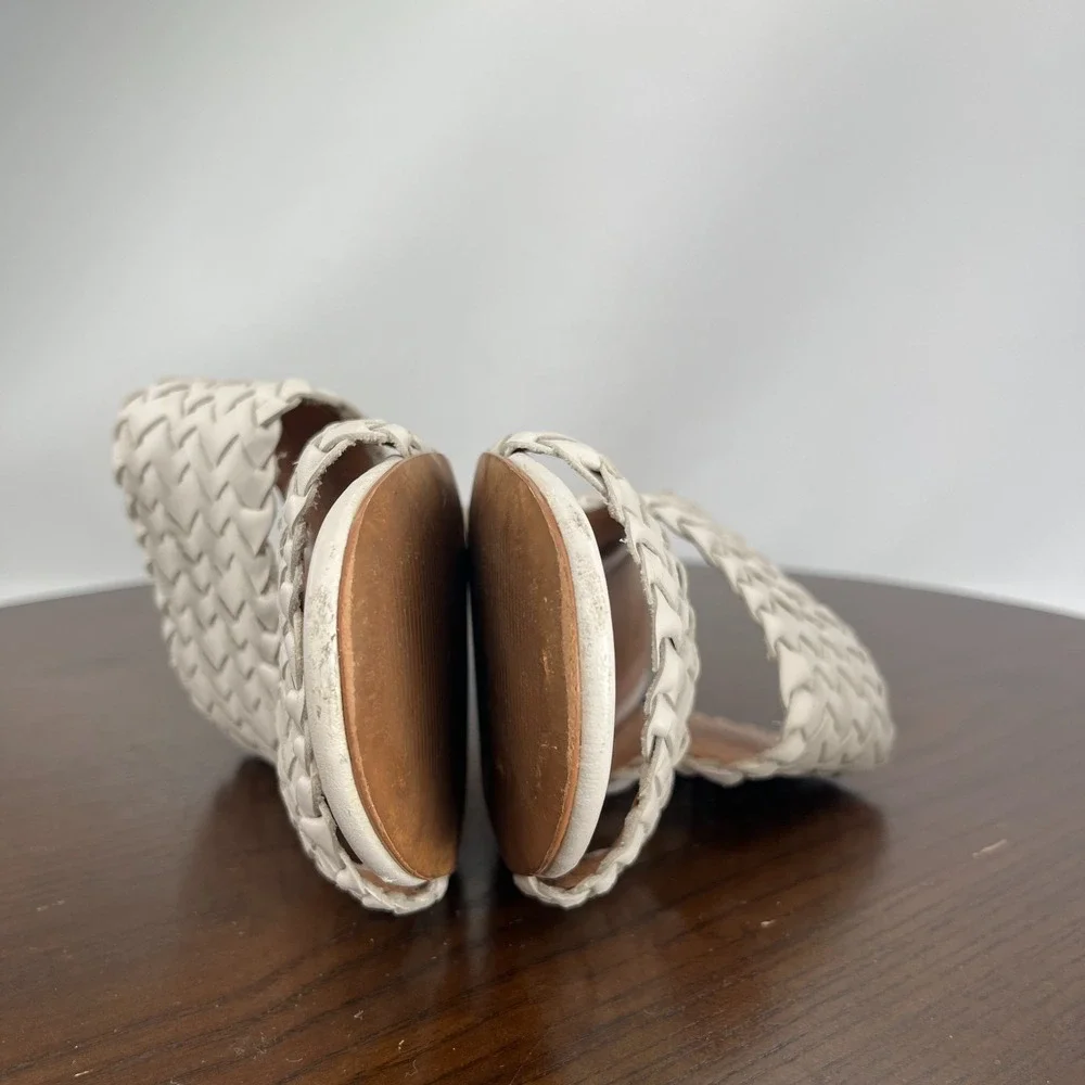 Madewell Kiera Sandals Women 6.5 Pale Oyster Woven Leather Block Heel Mule AM223 - Picture 16 of 16